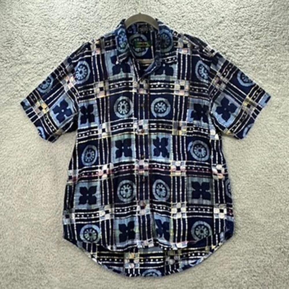 VTG Colours by Alexander Julian Men's Large Blue Hawaiian Shirt  100% Cotton EUC